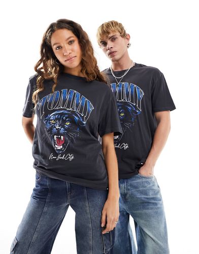 T-shirt unisex regular fit stile vintage nera con stampa di tigre - Tommy Jeans - Modalova