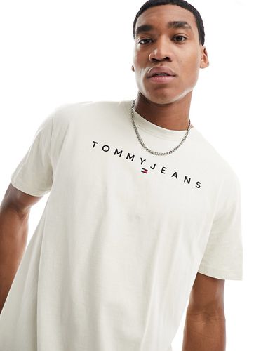 T-shirt vestibilità classica beige con logo lineare - Tommy Jeans - Modalova