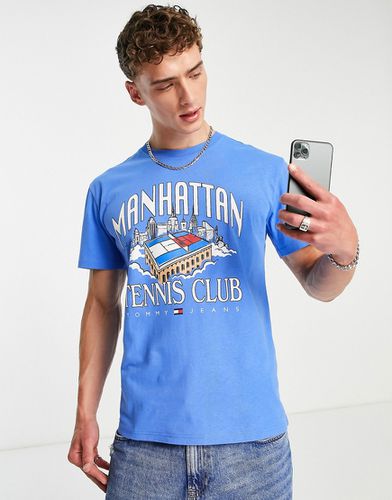 T-shirt in cotone con scritta "Manhattan Tennis Club" - MBLUE - Tommy Jeans - Modalova