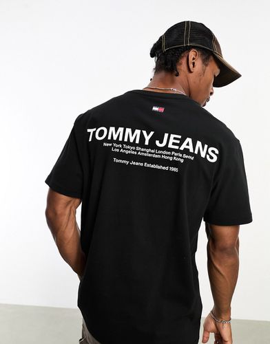 T-shirt nera con stampa lineare classica sul retro - Tommy Jeans - Modalova