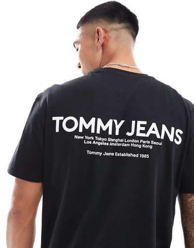 T-shirt nera con stampa lineare classica sul retro - Tommy Jeans - Modalova