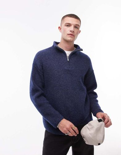 Maglione oversize color con zip corta - Topman - Modalova