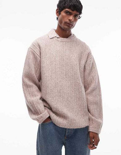 Maglione girocollo avena a coste - Topman - Modalova