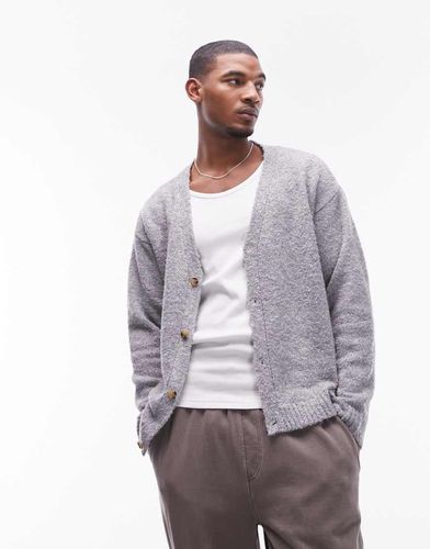 Cardigan chiaro in bouclé vestibilità comoda - Topman - Modalova