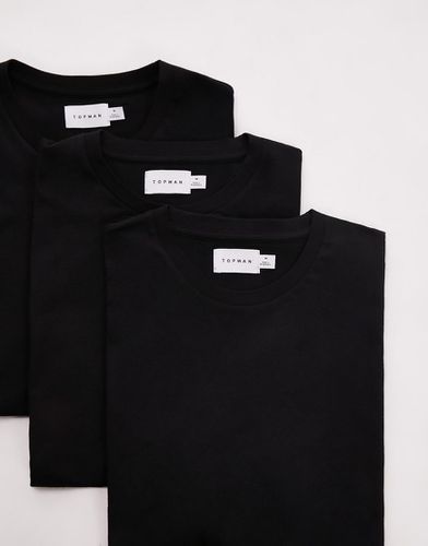 Confezione da 3 t-shirt basic vestibilità classica nere - Topman - Modalova