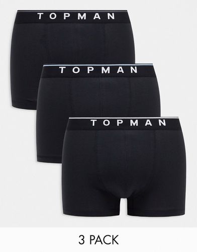Confezione da 3 paia di boxer aderenti neri con bordo colorato in vita - Topman - Modalova