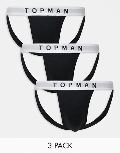 Confezione da 3 paia di sospensori neri con fascia in vita bianca - Topman - Modalova