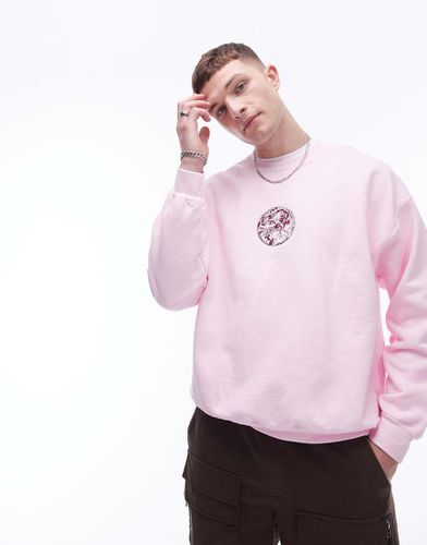 Felpa oversize slavato con stampa zodiaco - Topman - Modalova