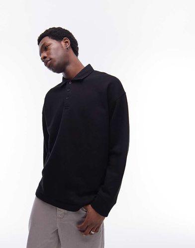 Felpa stile polo nera oversize - Topman - Modalova