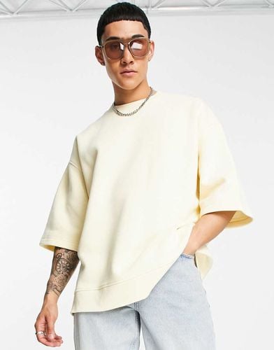 Felpa super oversize a maniche corte giallo pallido - Topman - Modalova