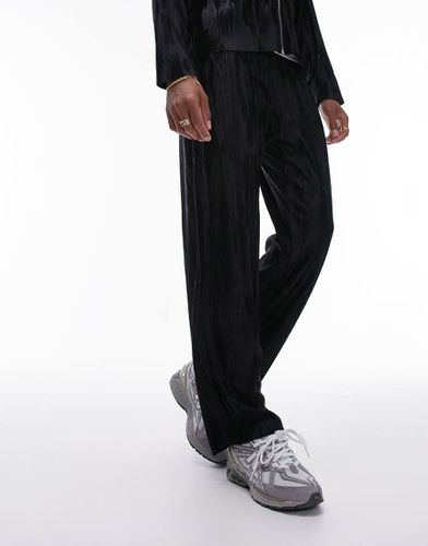 Joggers dritti neri plissé jacquard - Topman - Modalova