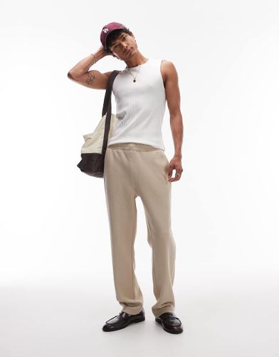 Pantalon de jogging droit à rayures texturées - Écru - Topman - Modalova