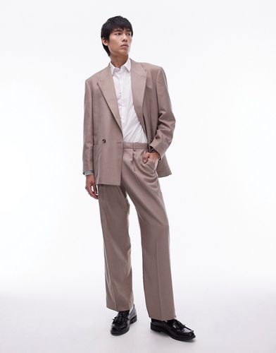 Pantaloni da abito a fondo ampio color pietra - Topman - Modalova