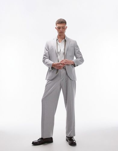Pantaloni da abito a fondo ampio grigi in lino - Topman - Modalova