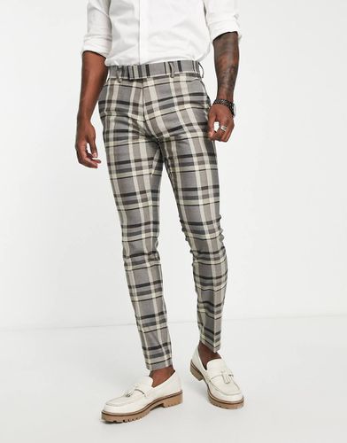 Pantaloni da abito marroni a quadri - Topman - Modalova