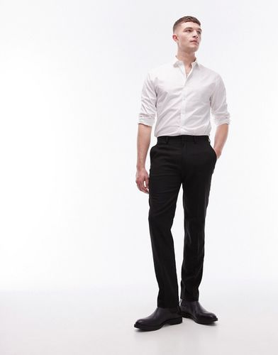 Pantaloni da abito slim elasticizzati testurizzati neri - Topman - Modalova