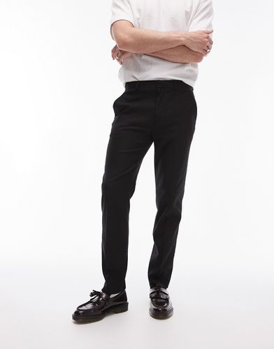 Pantaloni da abito slim elasticizzati testurizzati neri - Topman - Modalova