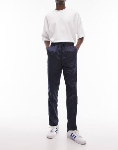 Pantaloni dritti in raso con vita elasticizzata - Topman - Modalova