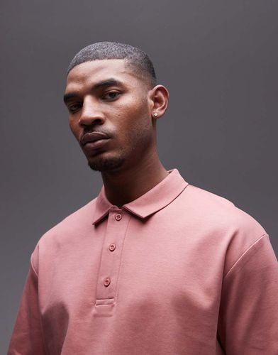 Topman - Polo premium oversize rosa - Topman - Modalova