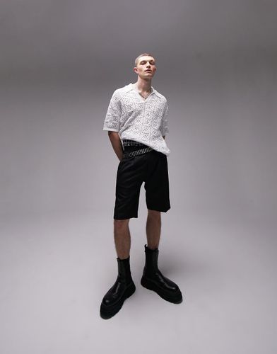 Pronounced - Pantaloncini taglio lungo slim in twill nero - Topman - Modalova