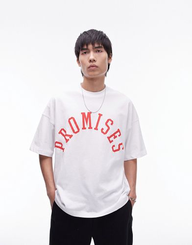 T-shirt a maniche corte super oversize bianca con stampa "Promises" - Topman - Modalova