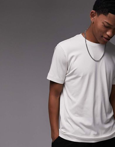 T-shirt in cotone écru a coste vestibilità classica - Topman - Modalova