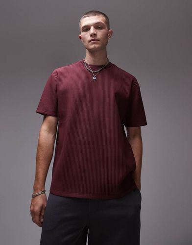 T-shirt oversize bordeaux plissé - Topman - Modalova