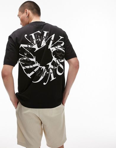 T-shirt oversize nera con ricamo "NYC" sul davanti e sul retro - Topman - Modalova