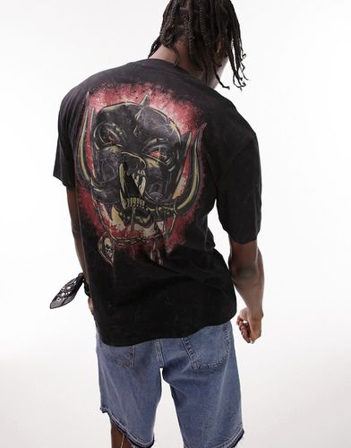 T-shirt oversize nero slavato con stampa "Motorhead" di zanne - Topman - Modalova