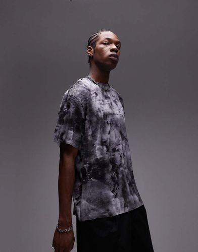 T-shirt oversize plissé grigia con stampa - Topman - Modalova