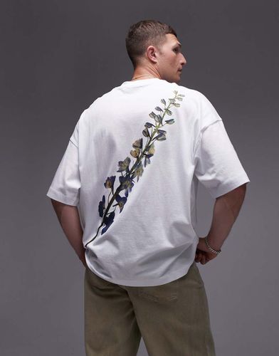 T-shirt super oversize bianca con stampa di fiori pressati davanti e dietro - Topman - Modalova