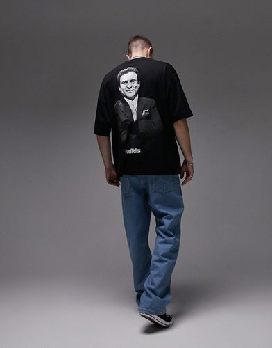 T-shirt super oversize nera con stampa di Joe Pesci sul davanti e sul retro - Topman - Modalova