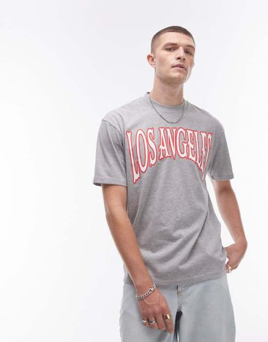 T-shirt premium oversize mélange con stampa "Los Angeles" - Topman - Modalova