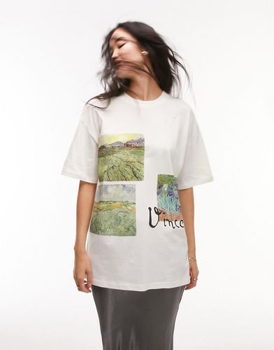 T-shirt oversize bianca con stampa "Van Gogh" su licenza - Topshop - Modalova