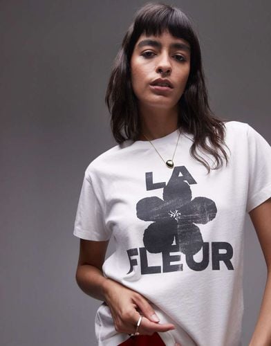 T-shirt bianca slim fit con grafica "La Fleur" - Topshop - Modalova