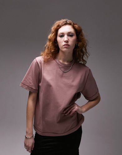 T-shirt premium basic color polvere con cuciture a contrasto - Topshop - Modalova