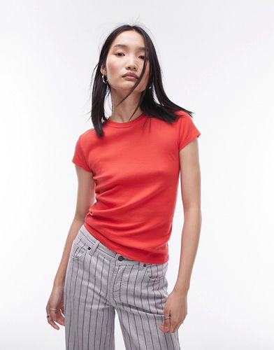 T-shirt taglio lungo rossa - Topshop - Modalova