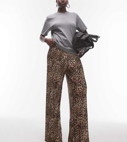 Tall - Pantaloni plissé con stampa leopardata - Topshop - Modalova