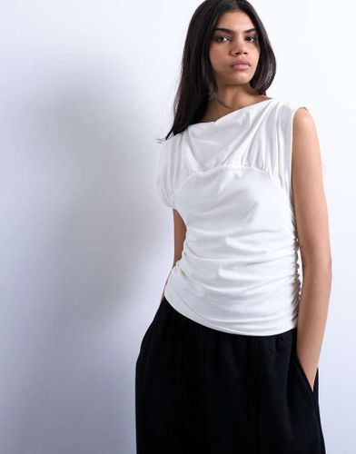 Top sans manches à détail froncé - Ivoire - Topshop - Modalova
