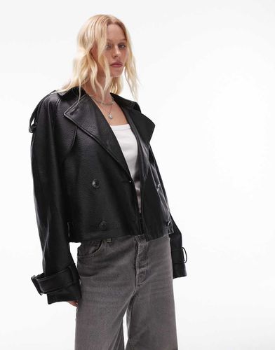 Trench corto in pelle sintetica testurizzata - Topshop - Modalova