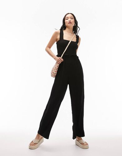 Tuta jumpsuit arricciata nera - Topshop - Modalova