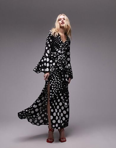 Vestito midi a pois con bottoni, allacciatura sul davanti e scollo a V - Topshop - Modalova