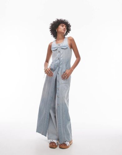 Vestito lungo senza maniche in denim candeggiato - Topshop - Modalova