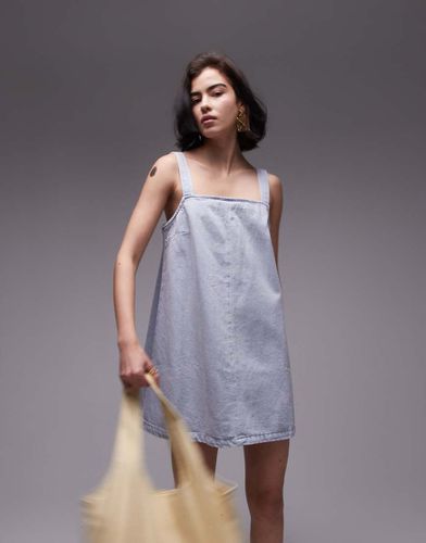 Vestito squadrato ghiaccio in denim con spalline sottili - Topshop - Modalova