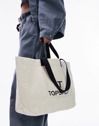 Borsa shopping color crema con "T" intrecciata - Topshop - Modalova
