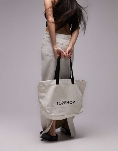 Borsa shopping in tela color crema - Topshop - Modalova