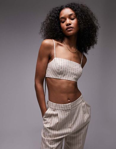 Brassière in lino écru a righe - Topshop - Modalova