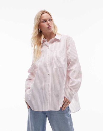 Camicia bianca a righe rosse con tasca - Topshop - Modalova