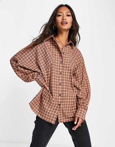 Camicia boyfriend oversize rossa a quadri - Topshop - Modalova