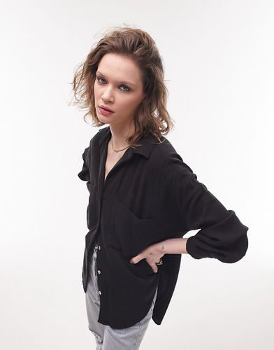 Camicia casual nera in cotone - Topshop - Modalova
